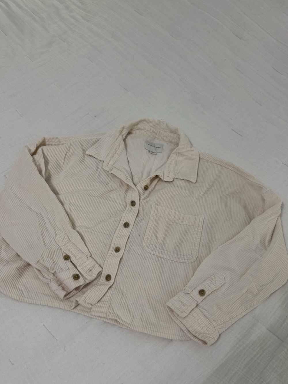American Eagle Outfitters Cream Corduroy Button-Front Jacket